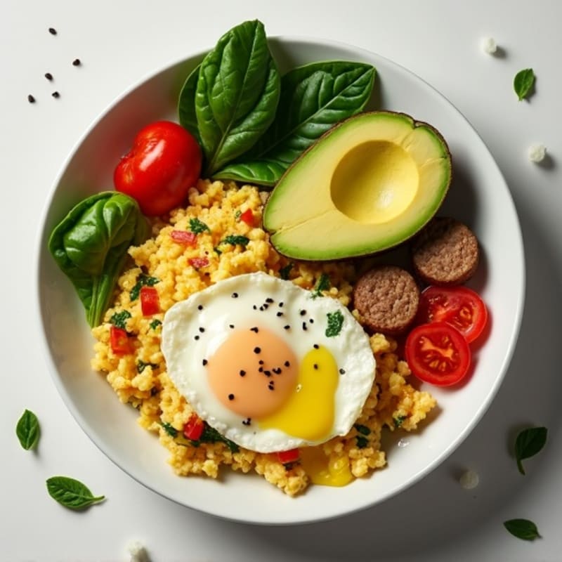 Egg White Scramble with Spinach and Turkey Sausage