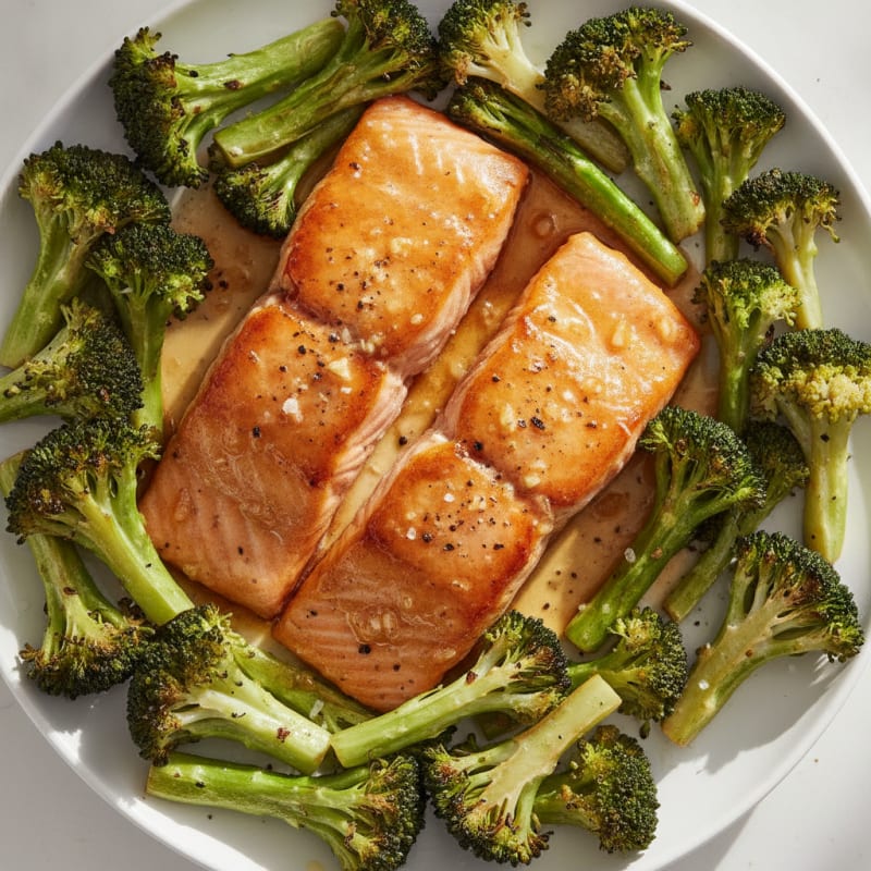 Honey-Garlic Glazed Salmon with Roasted Broccoli