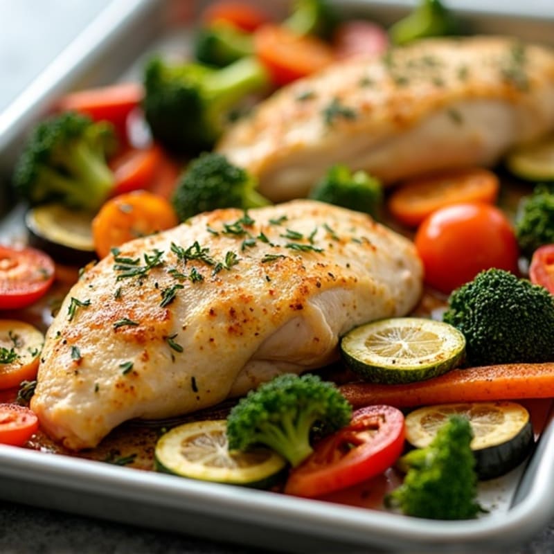 Sheet Pan Lemon-Herb Roasted Chicken and Crispy Vegetables