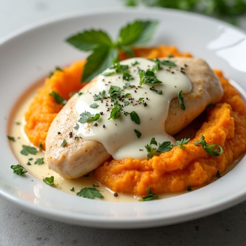 Creamy Herb Chicken with Silky Sweet Potato Mash