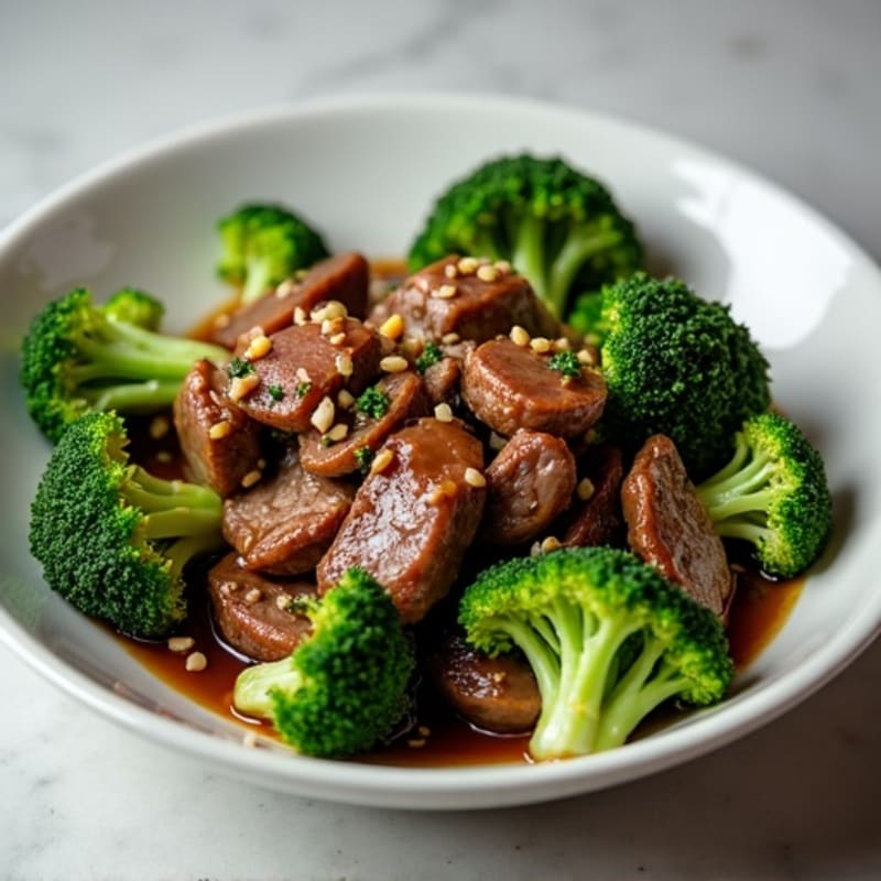 Garlic-Ginger Seared Beef with Crispy Broccoli