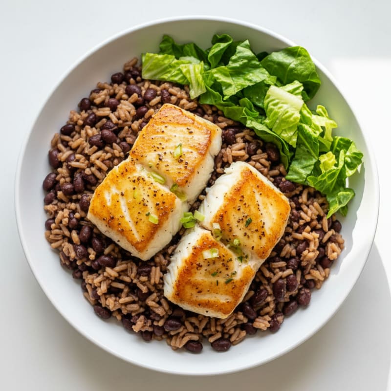 Pan-Seared Cod with Black Bean Rice