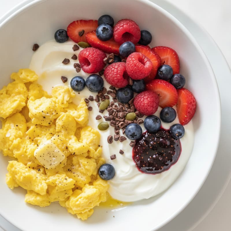 Mixed Berry Yogurt Bowl with Cacao Nibs
