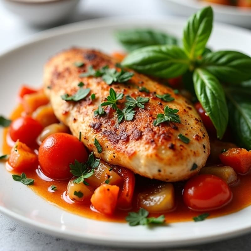 Herb-Roasted Chicken Cacciatore with Bell Peppers