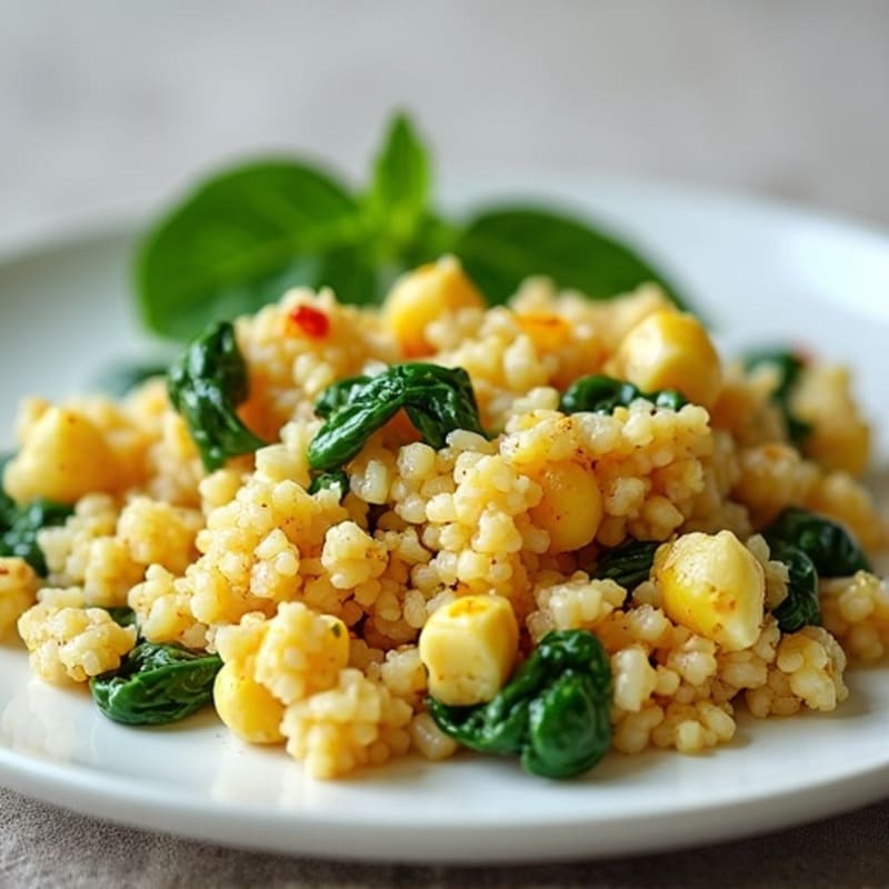 Egg White Scramble with Brown Rice and Spinach