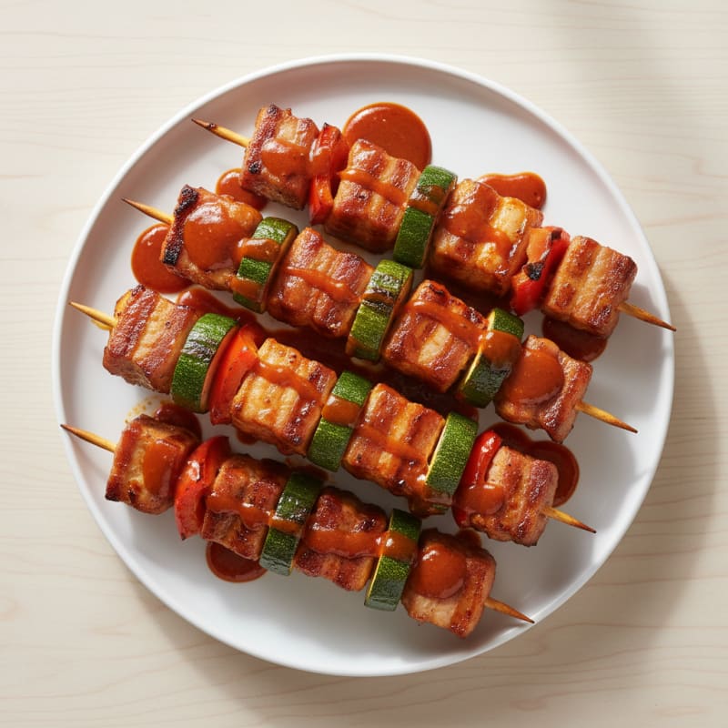 Spicy Gochujang Pork Belly Skewers