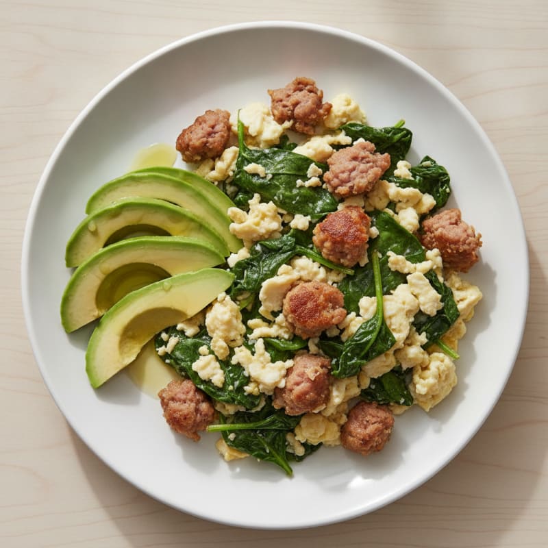 Egg White Scramble with Spinach and Turkey Sausage
