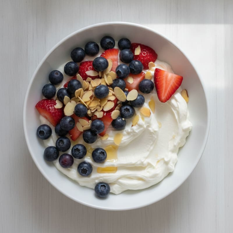 Creamy Greek Yogurt Protein Bowl with Berries and Almonds