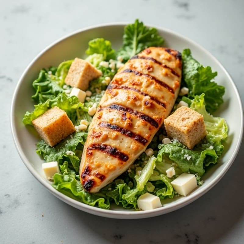 Grilled Chicken Caesar Salad with Crispy Romaine and Creamy Dressing