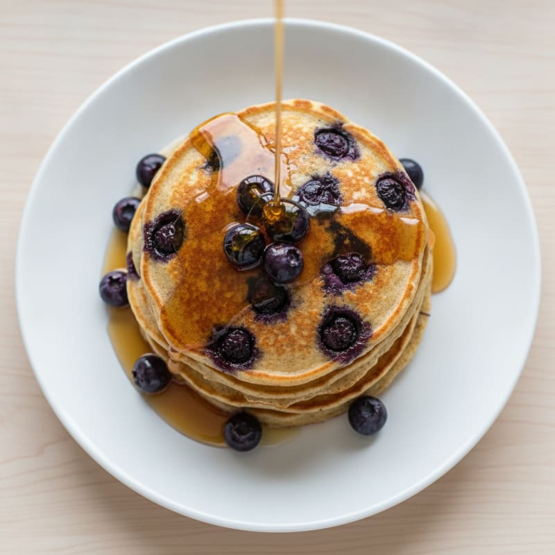 Blueberry Protein Pancakes with Maple Syrup