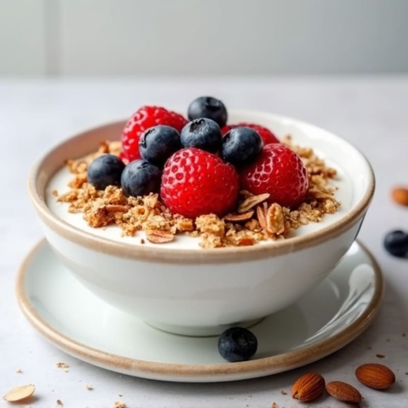 Greek Yogurt Parfait with Mixed Berries and Protein Granola