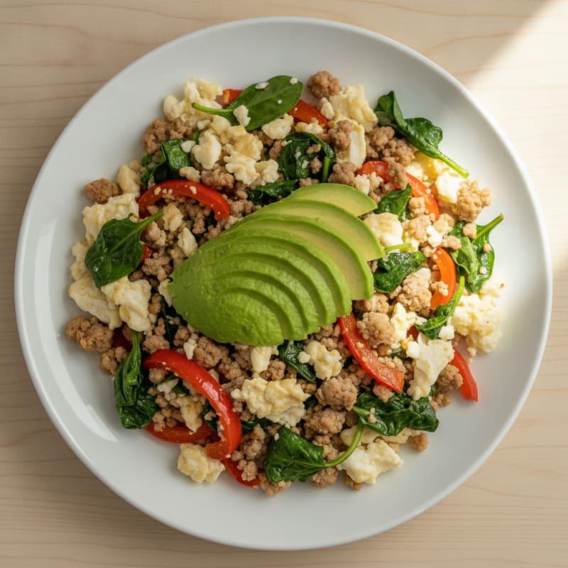 Egg White and Turkey Scramble with Spinach