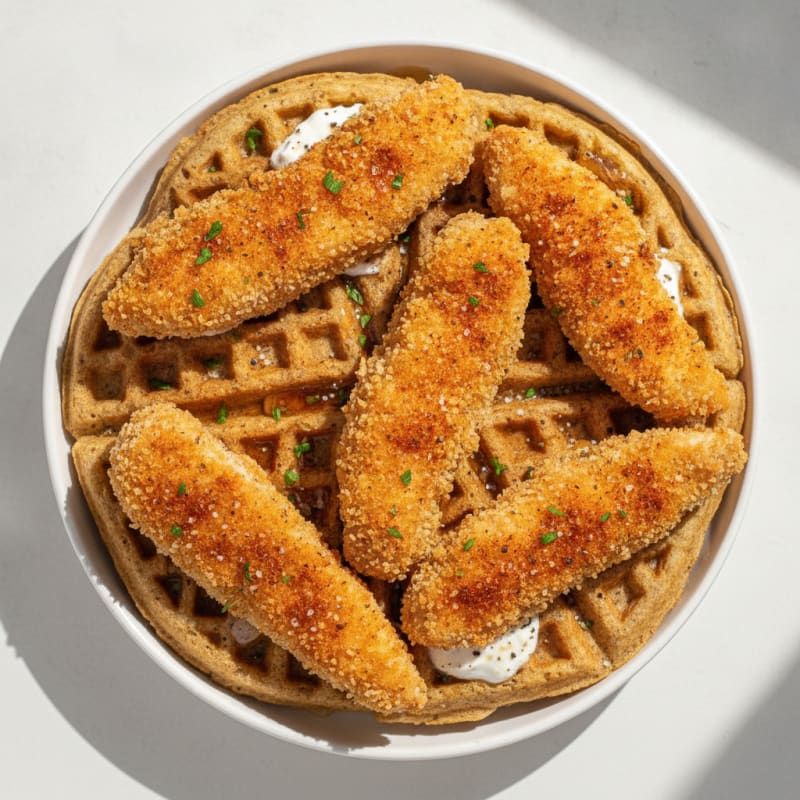 Golden Air-Fried Chicken and Protein Waffles