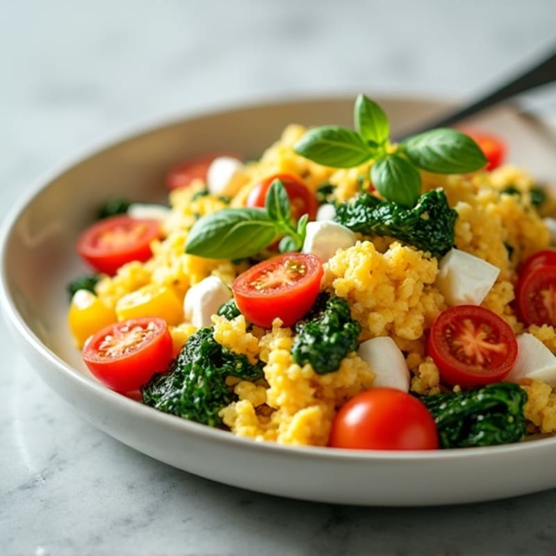 Egg White Veggie Scramble with Cottage Cheese