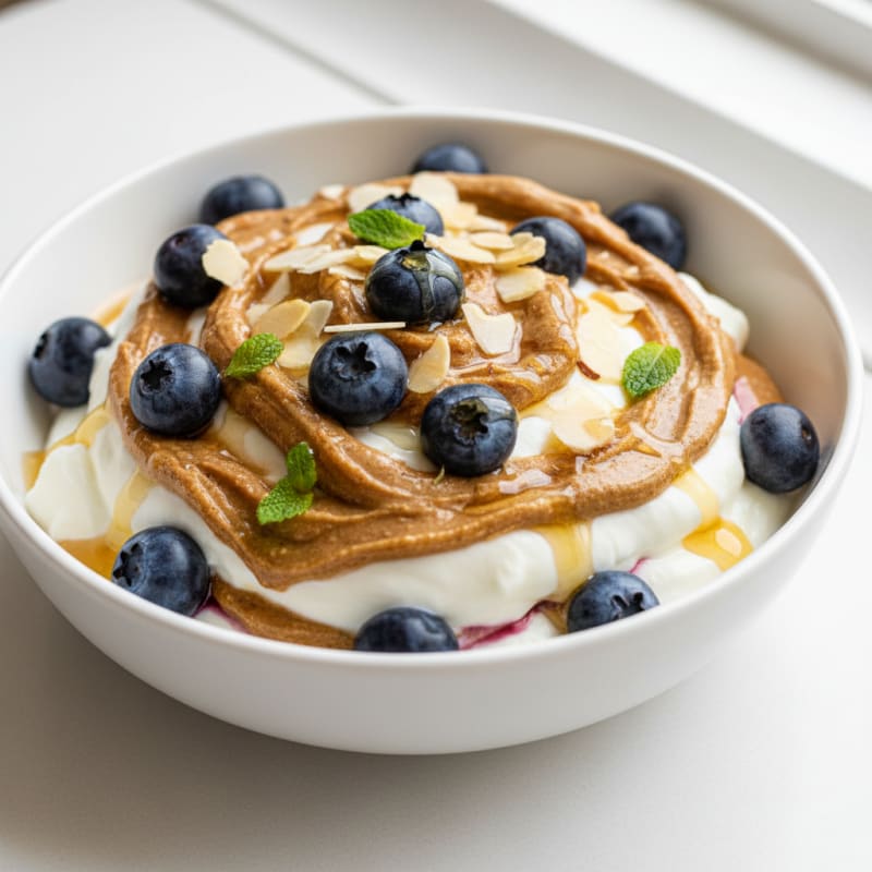 Greek Yogurt Parfait with Almond Butter and Berries