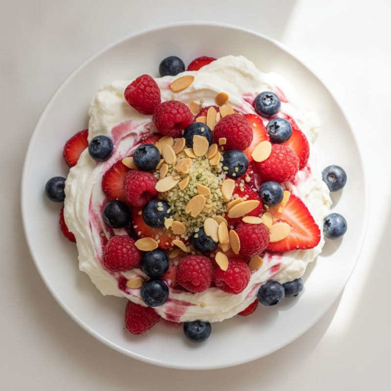 Silky Vanilla Greek Yogurt Protein Parfait with Mixed Berries