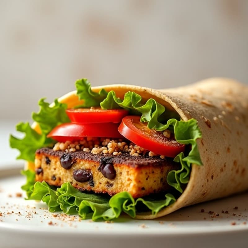 Crispy Black Bean Veggie Burger Wrap