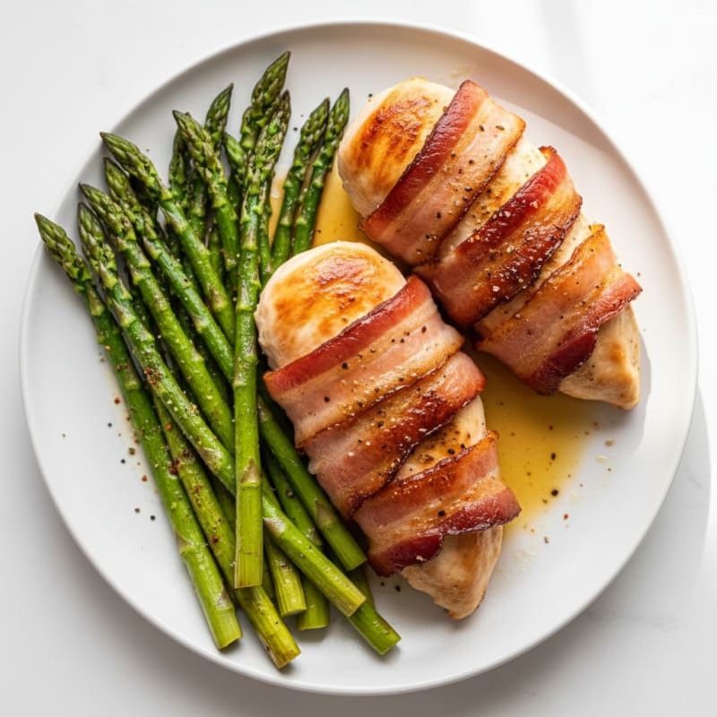 Bacon-Wrapped Chicken with Roasted Asparagus
