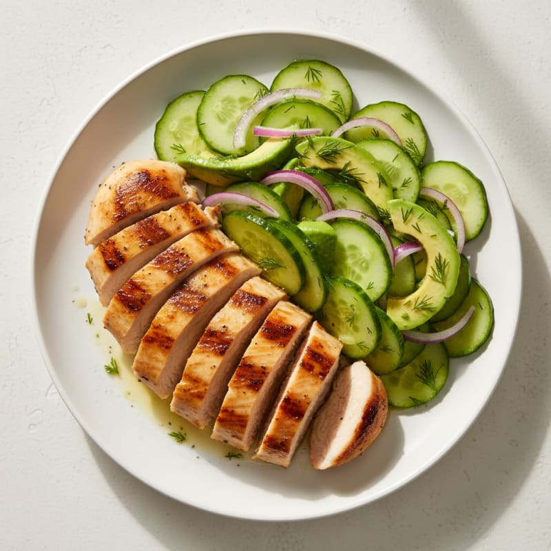 Grilled Chicken Breast with Crisp Cucumber Salad