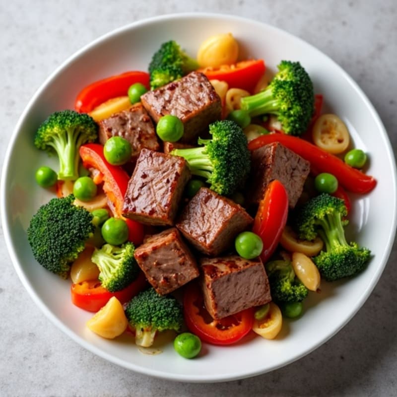 Tender Pan-Seared Soy-Ginger Beef with Crispy Sautéed Vegetables