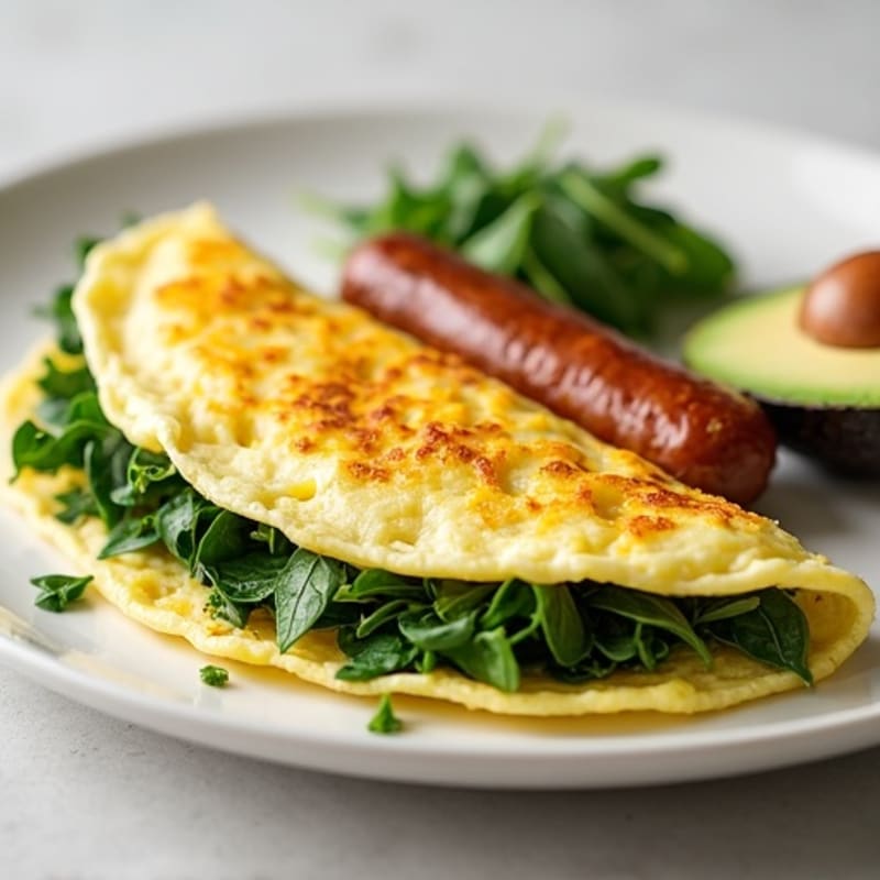 Egg White Omelette with Spinach and Grilled Turkey Sausage