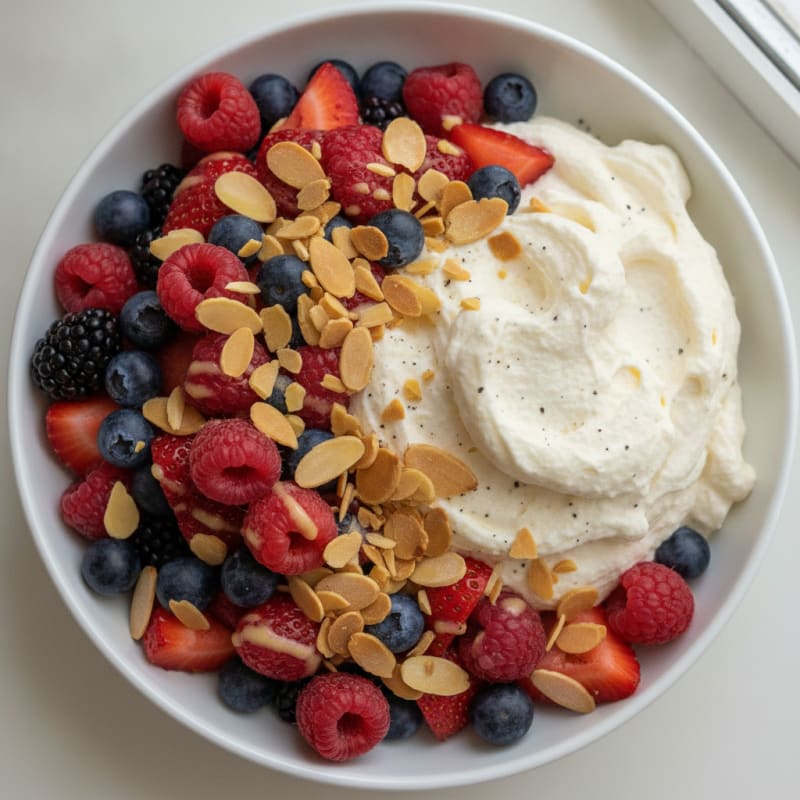 Greek Yogurt Protein Mousse with Mixed Berries