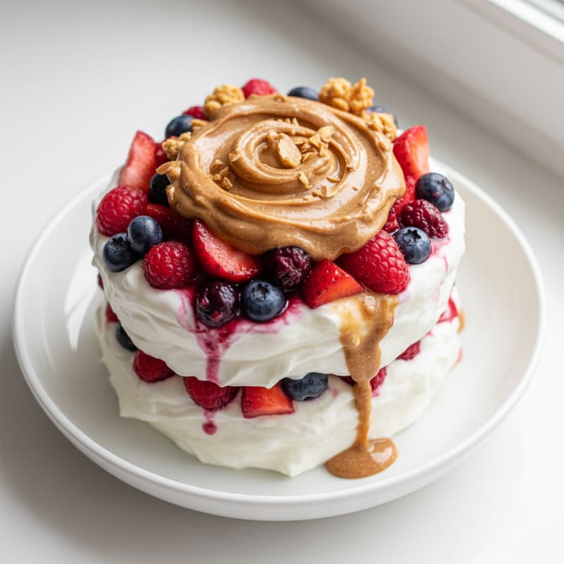 Greek Yogurt Protein Parfait with Mixed Berries and Almond Butter