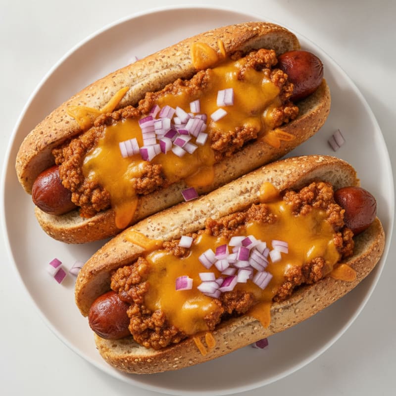 Clean-Eating Chili Cheese Turkey Dogs