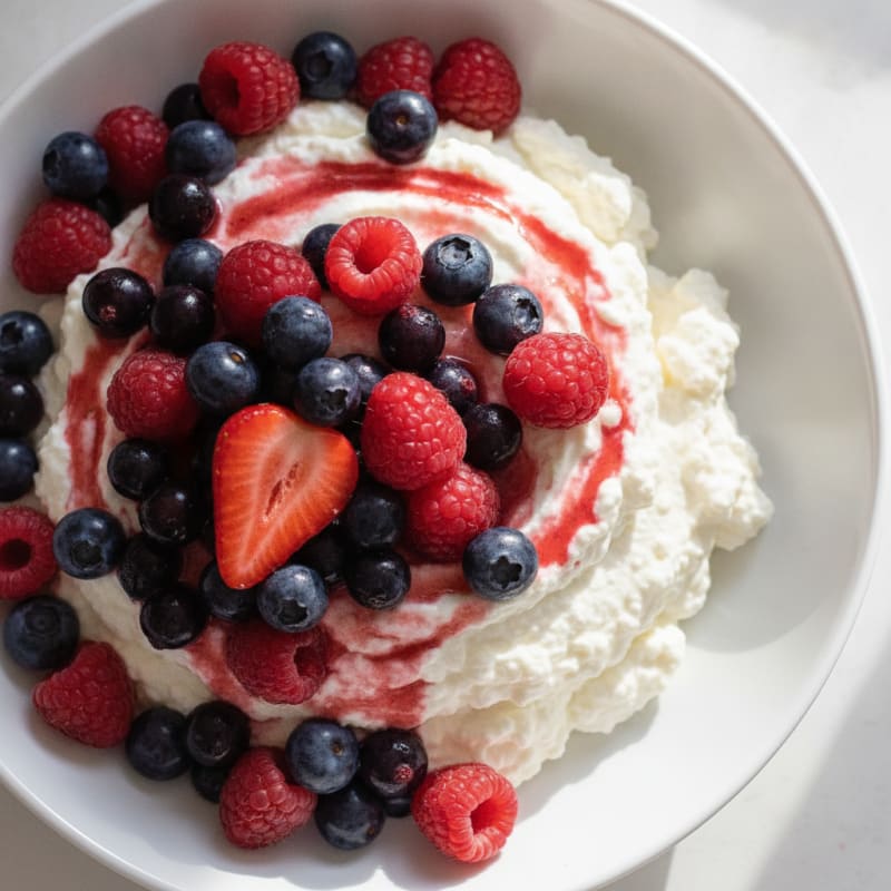 Silky Cottage Cheese Protein Pudding with Mixed Berries
