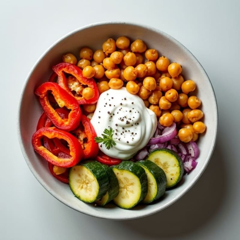 Crispy Chickpea and Roasted Vegetable Bowl