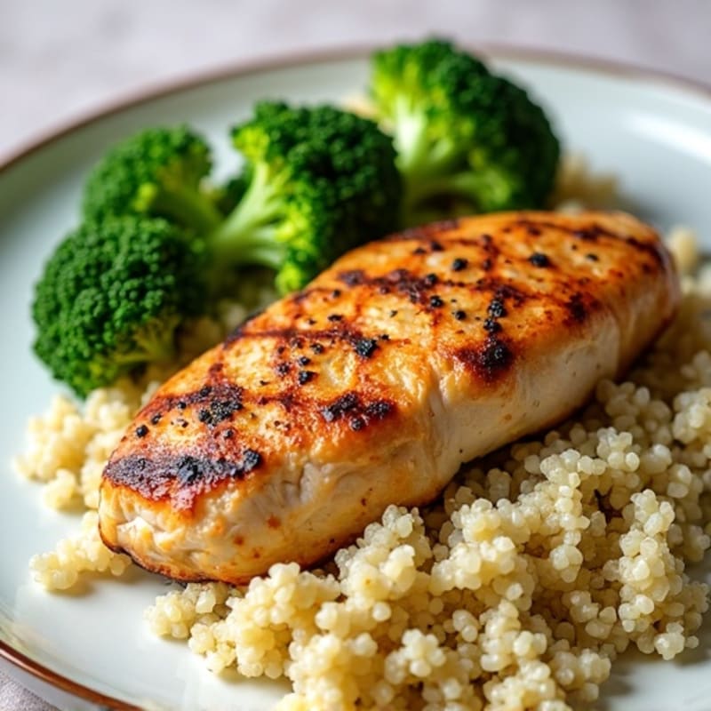 Grilled Chicken Breast with Quinoa and Steamed Broccoli