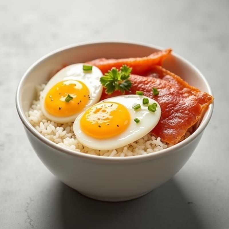 Crispy Ham and Egg Rice Bowl with Creamy Mayo Drizzle