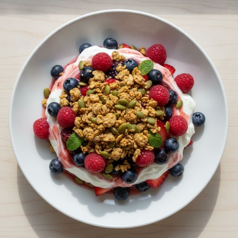 Creamy Greek Yogurt Parfait with Mixed Berries and Protein Crunch