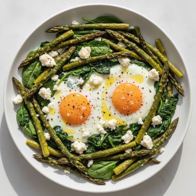 Baked Eggs with Roasted Asparagus