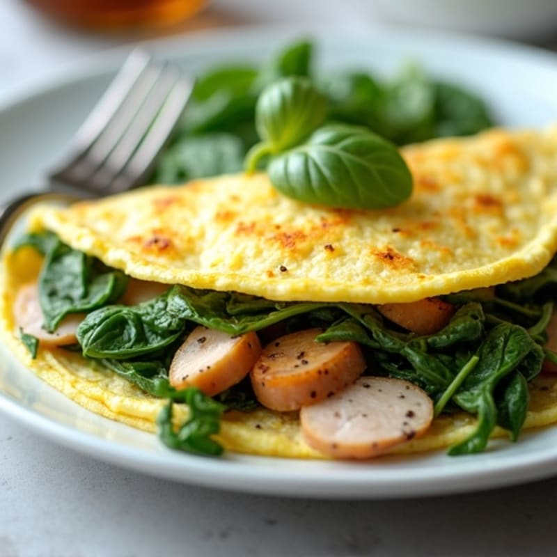 Egg White Spinach Omelet with Turkey Breast