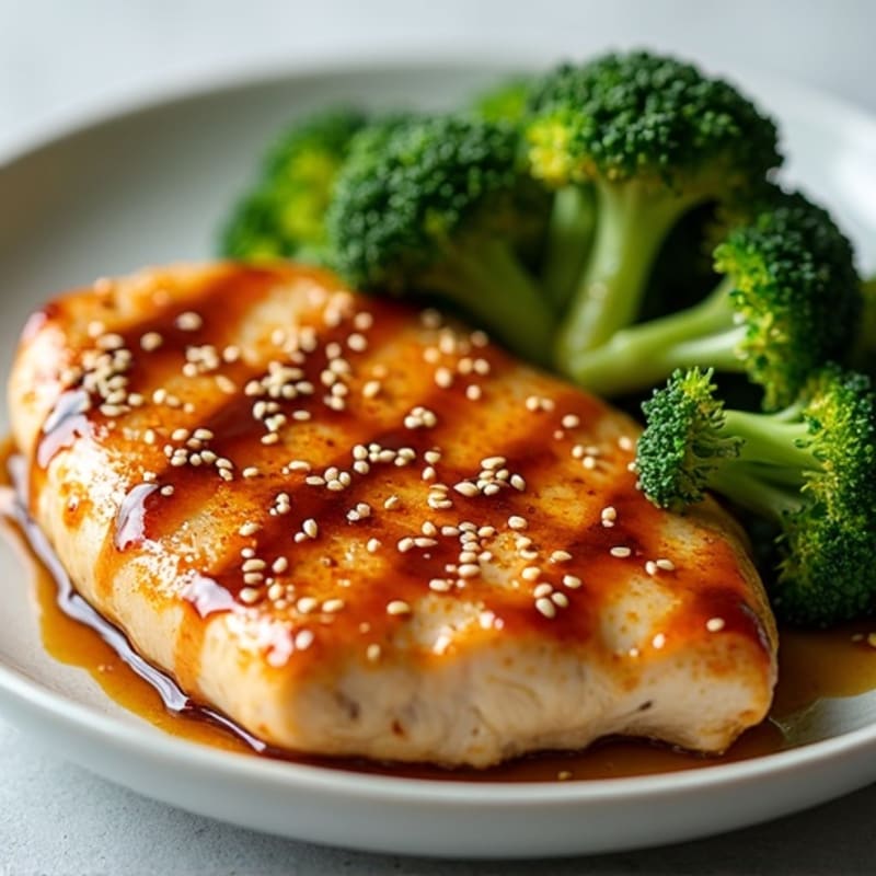 Sticky Ginger-Garlic Glazed Chicken with Sesame Broccoli