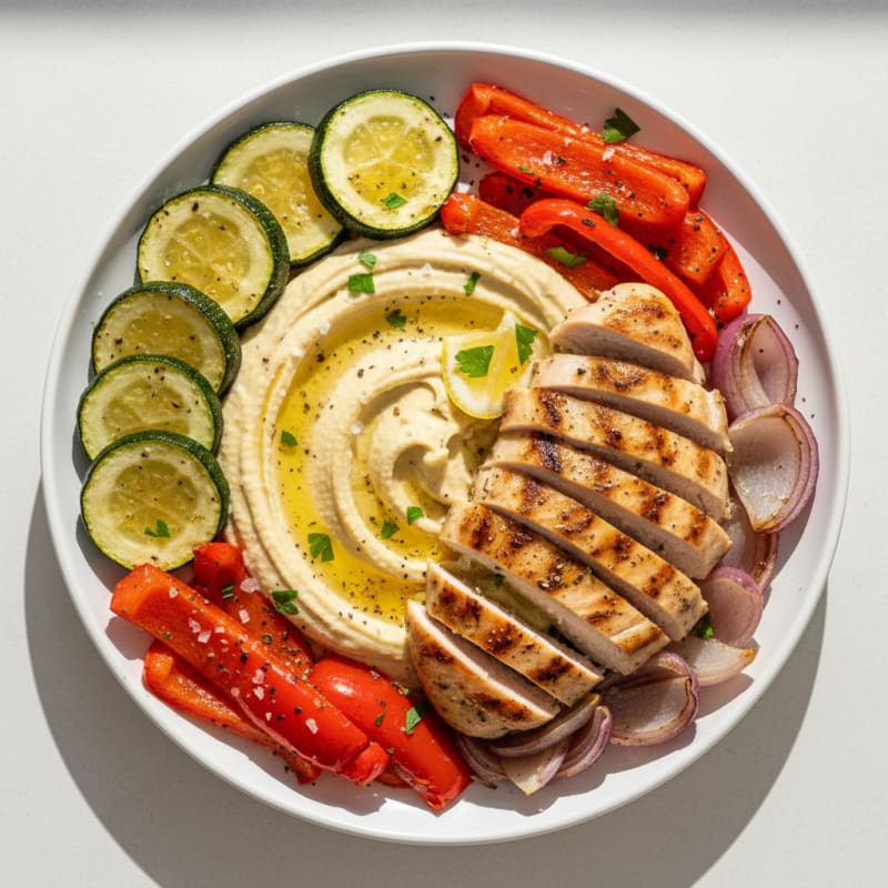 Mediterranean Hummus Platter with Roasted Vegetables