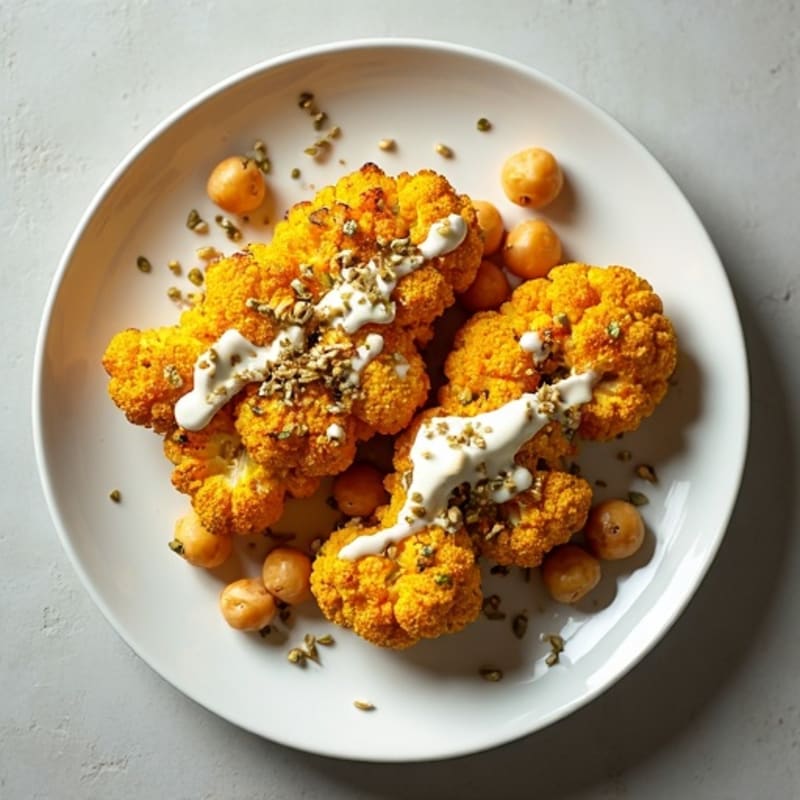 Crispy Turmeric Cauliflower Steaks with Tahini Drizzle