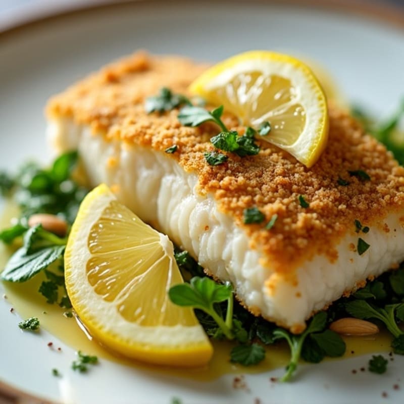 Herb-Crusted Lemon Garlic Baked Cod
