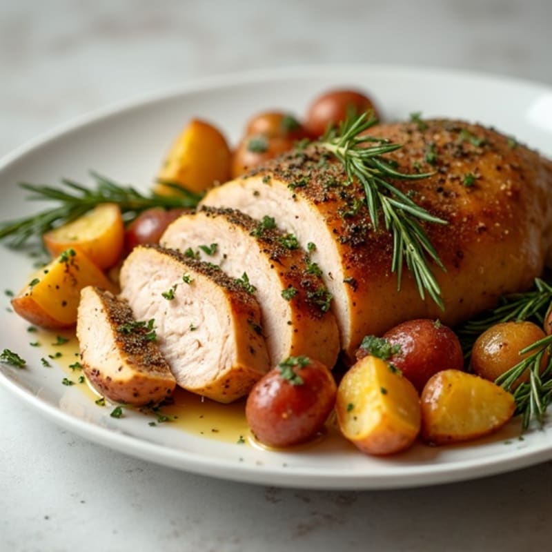 Herb-Crusted Roasted Turkey Breast with Garlic