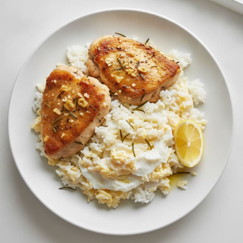 Herb-Baked Chicken Thighs with Steamed Jasmine Rice