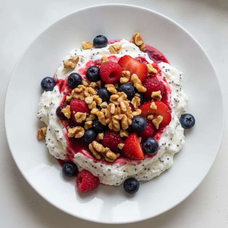 Greek Yogurt Protein Mousse with Mixed Berries