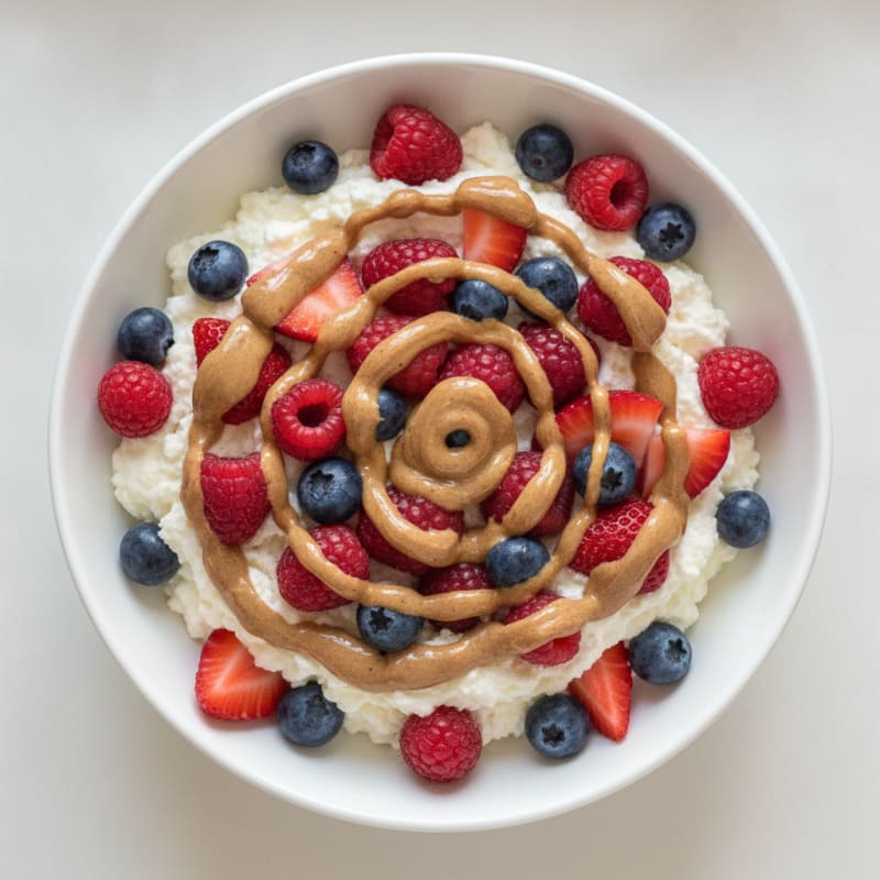 Greek Yogurt Protein Parfait with Mixed Berries and Almond Butter