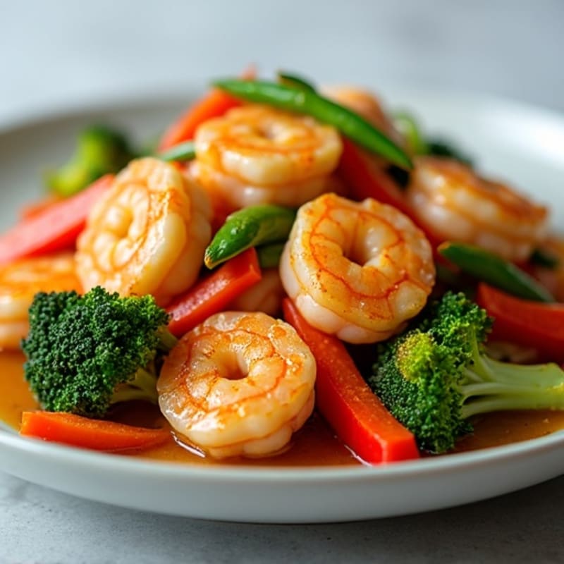 Shrimp Stir-Fry with Tangy Peanut Lime Sauce and Crunchy Veggies