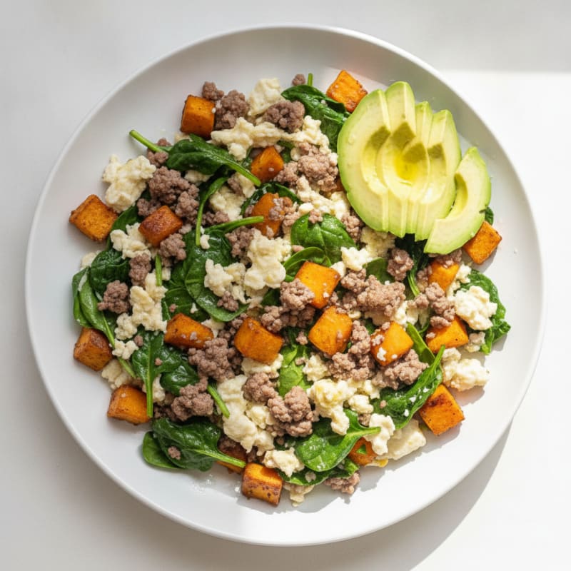 Beef and Spinach Egg White Scramble