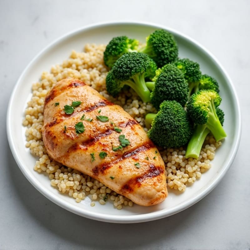 Grilled Chicken Breast with Quinoa and Steamed Broccoli