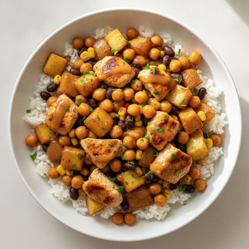 Zesty Chicken and Chickpea Rice Bowl