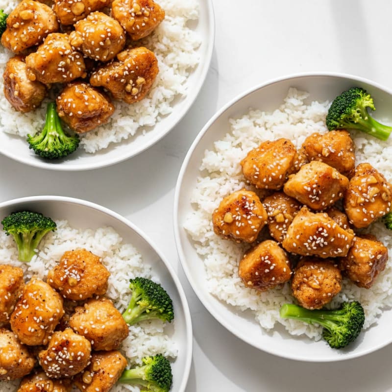 Crispy Honey-Garlic Chicken Bowls
