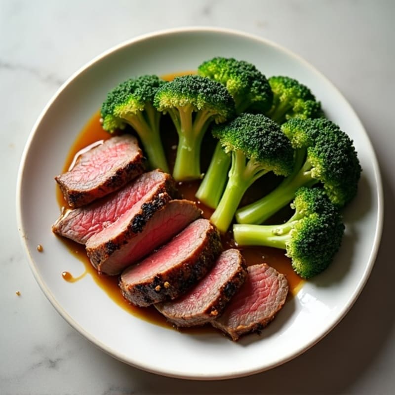 Ginger-Garlic Seared Beef with Crispy Broccoli