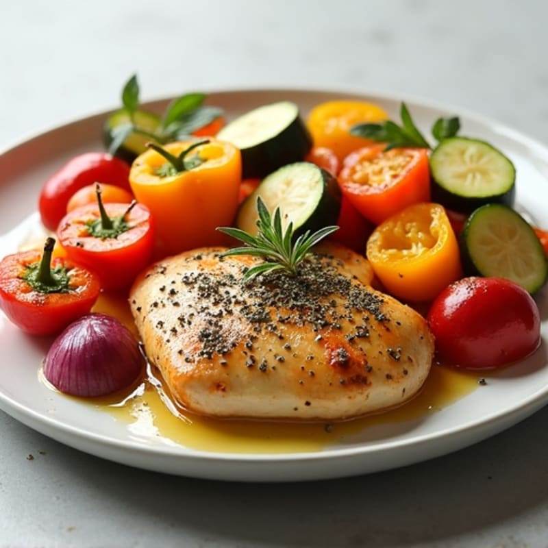 Herb-Roasted Chicken with Rainbow Vegetables